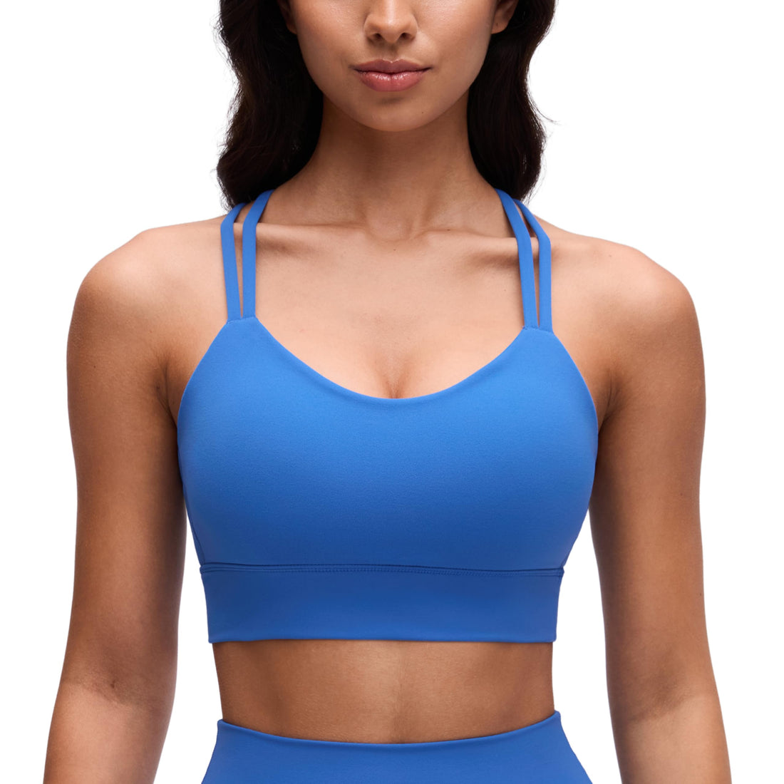 CRZ YOGA Softness Mold Butterluxe Sports Bras | Molded Cup, Light Support, Yoga, Extremely Soft, Longline, Strappy Back, Scoop Neck, for Women