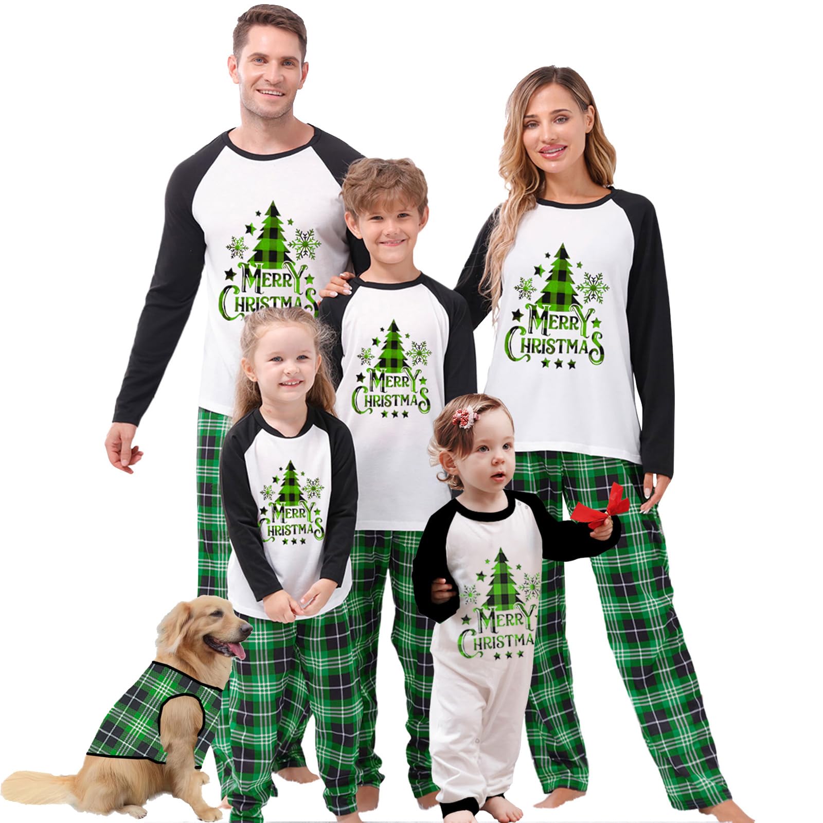 OAKFashion Christmas Family Pajamas Holiday Christma Pajama Family Matching Pjs Set Sleepwear Xmas Jammies