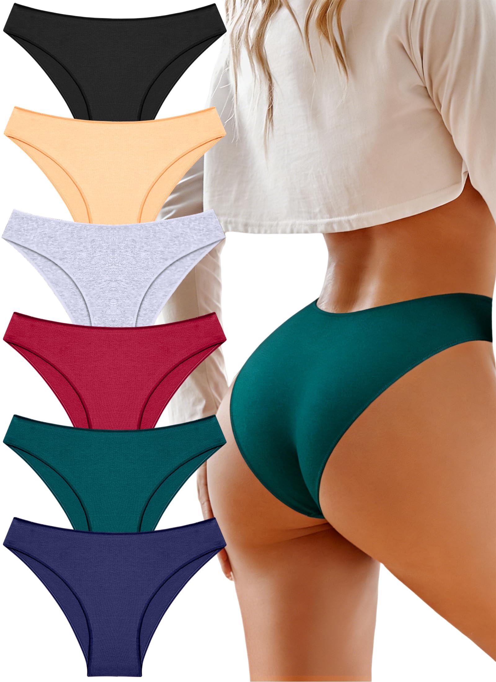 UNDER THE SEA Cotton Underwear for Women 6 Pack Sexy Bikini High Cut Breathable Cheeky Panties Underwear Womens Lingerie