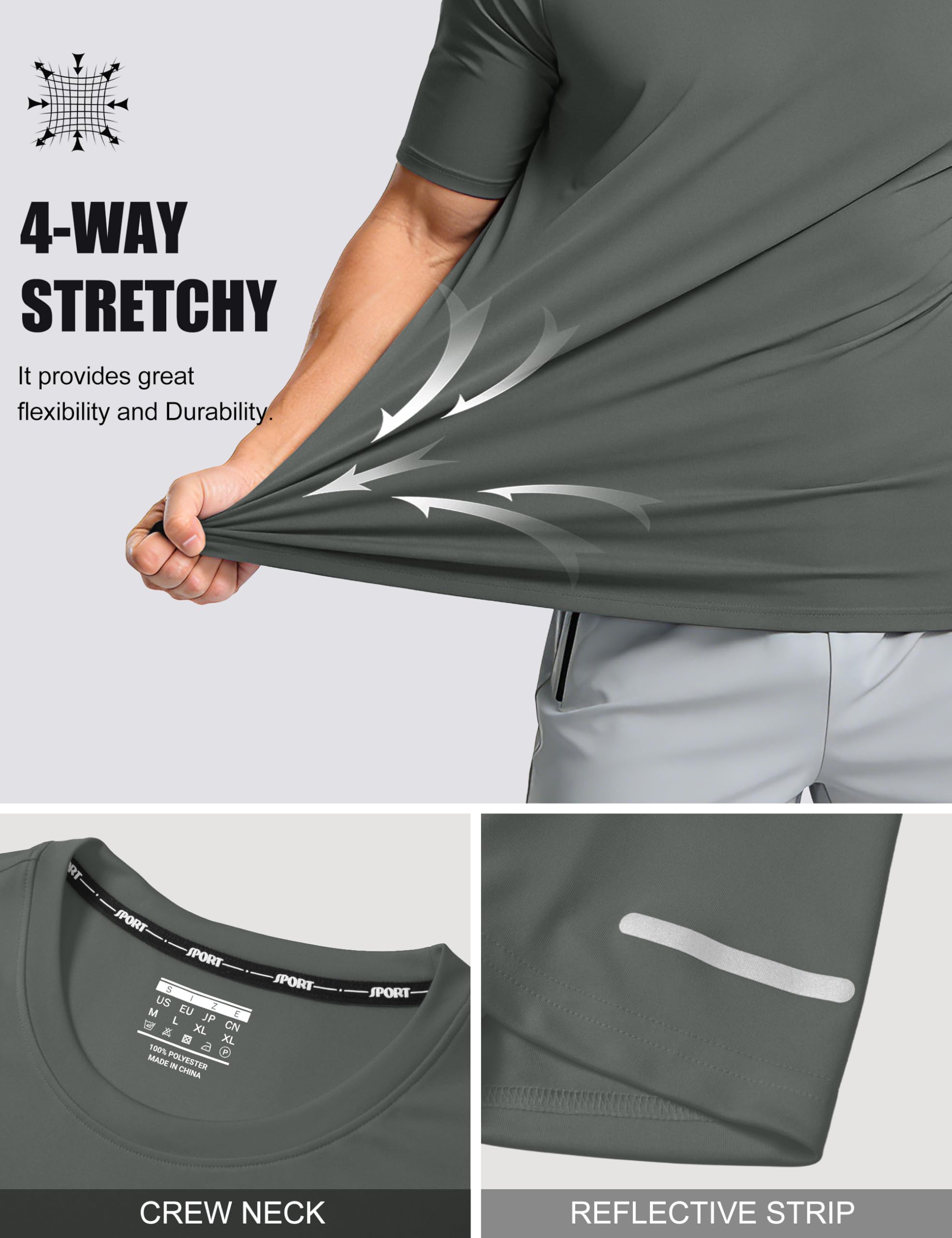 MAGCOMSEN Mens Workout Shirts Dry Fit Sun Protection Athletic Short Sleeve Shirt UPF 50+ Gym Running Swim Rash Guard Top