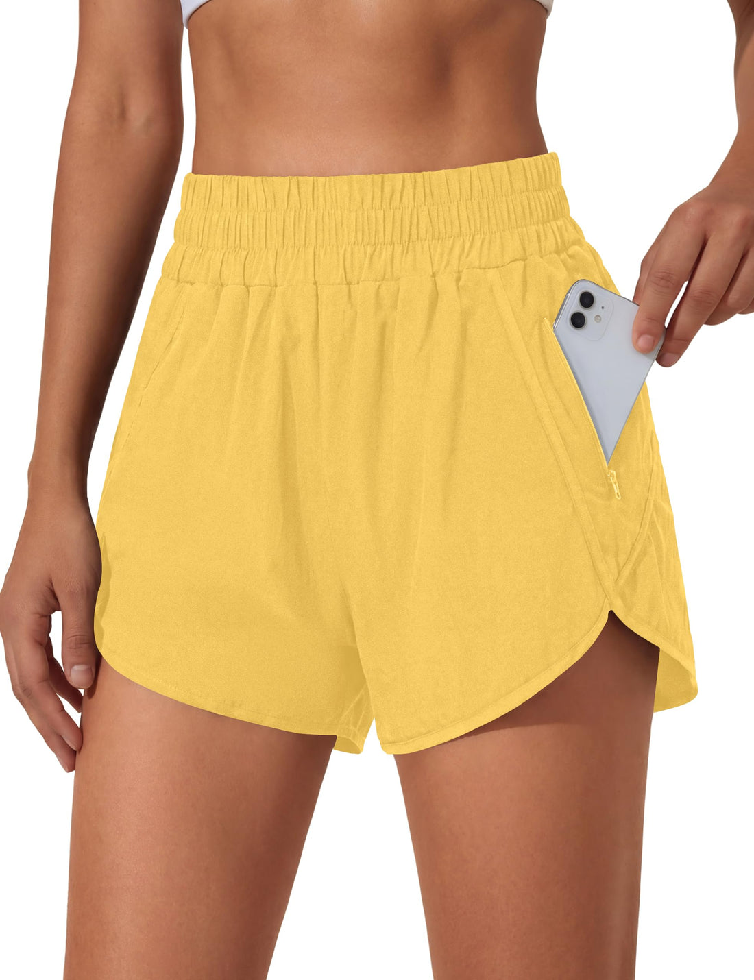 BMJL Women's Running Shorts Elastic High Waisted with Pockets, 2.5" Sporty Workout Quick Dry Athletic Shorts