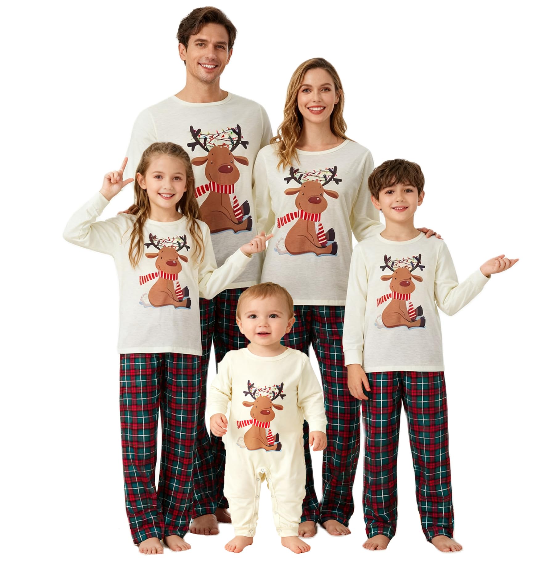OAKFashion Christmas Pajamas for Family, Xmas Pajamas Family Christmas Pjs Matching Sets Holiday Nightwear Jammies