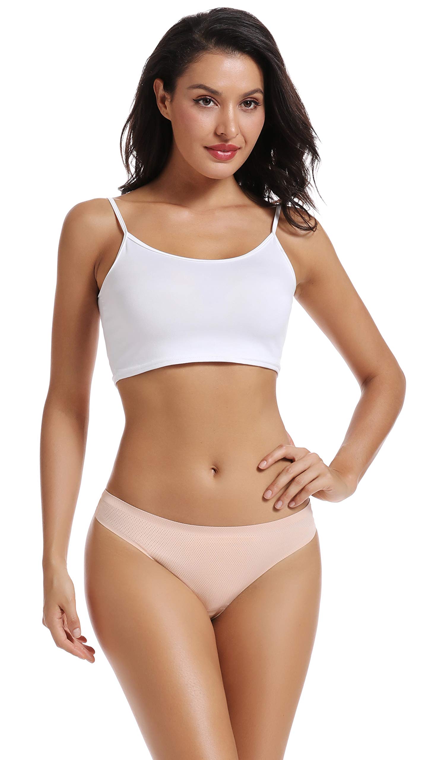 voenxe Seamless Women Underwear Thongs,No Show Ladies Workout Thong,5 Pack | Invisible Breathable Comfortable Mesh Panties,No Seam Soft Low Rise Cut Athletic Undies for Sports Gym Running Exercise Work
