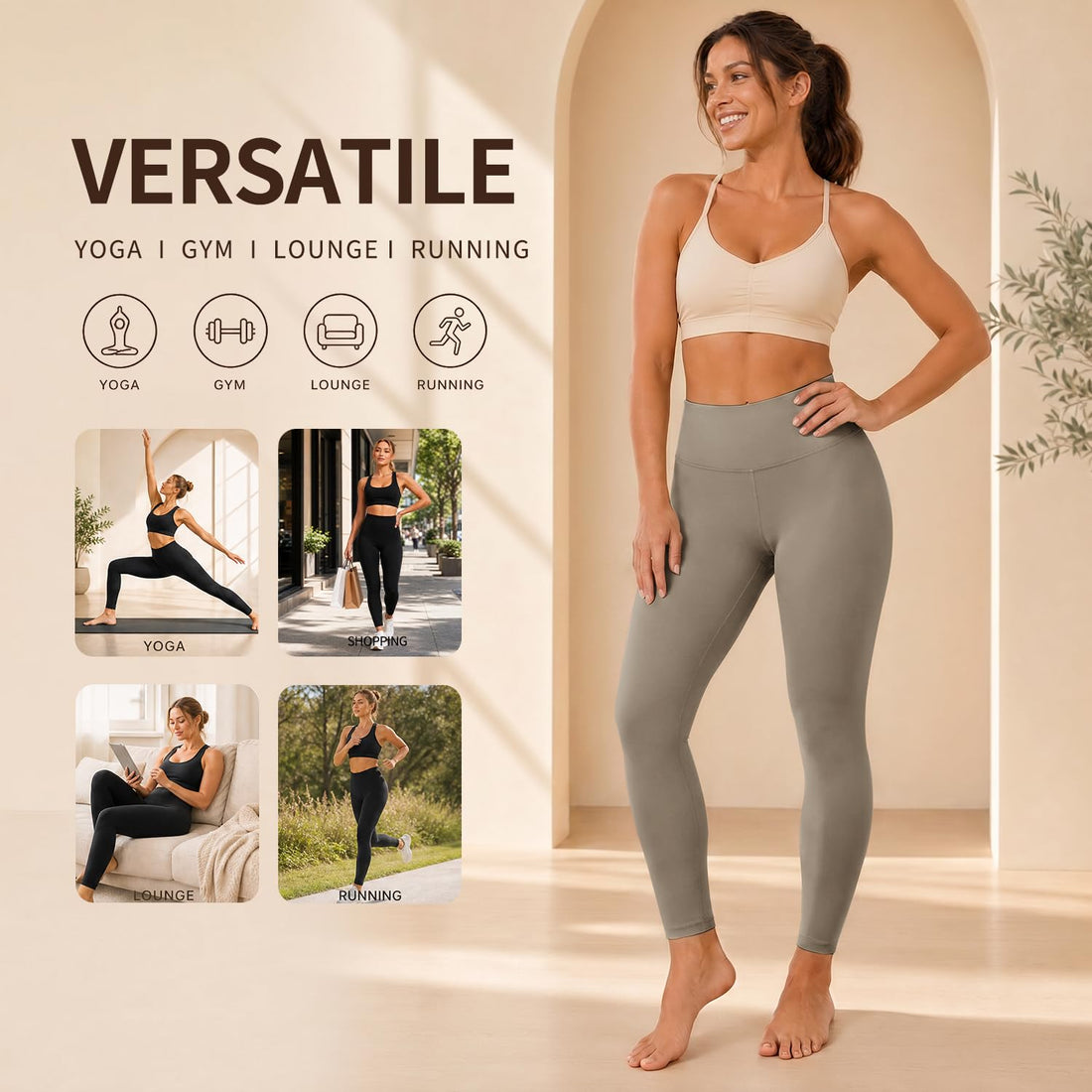 High Waisted Leggings for Women, Tummy Control Yoga Pants Non See Through Buttery Soft for Workout Athletic