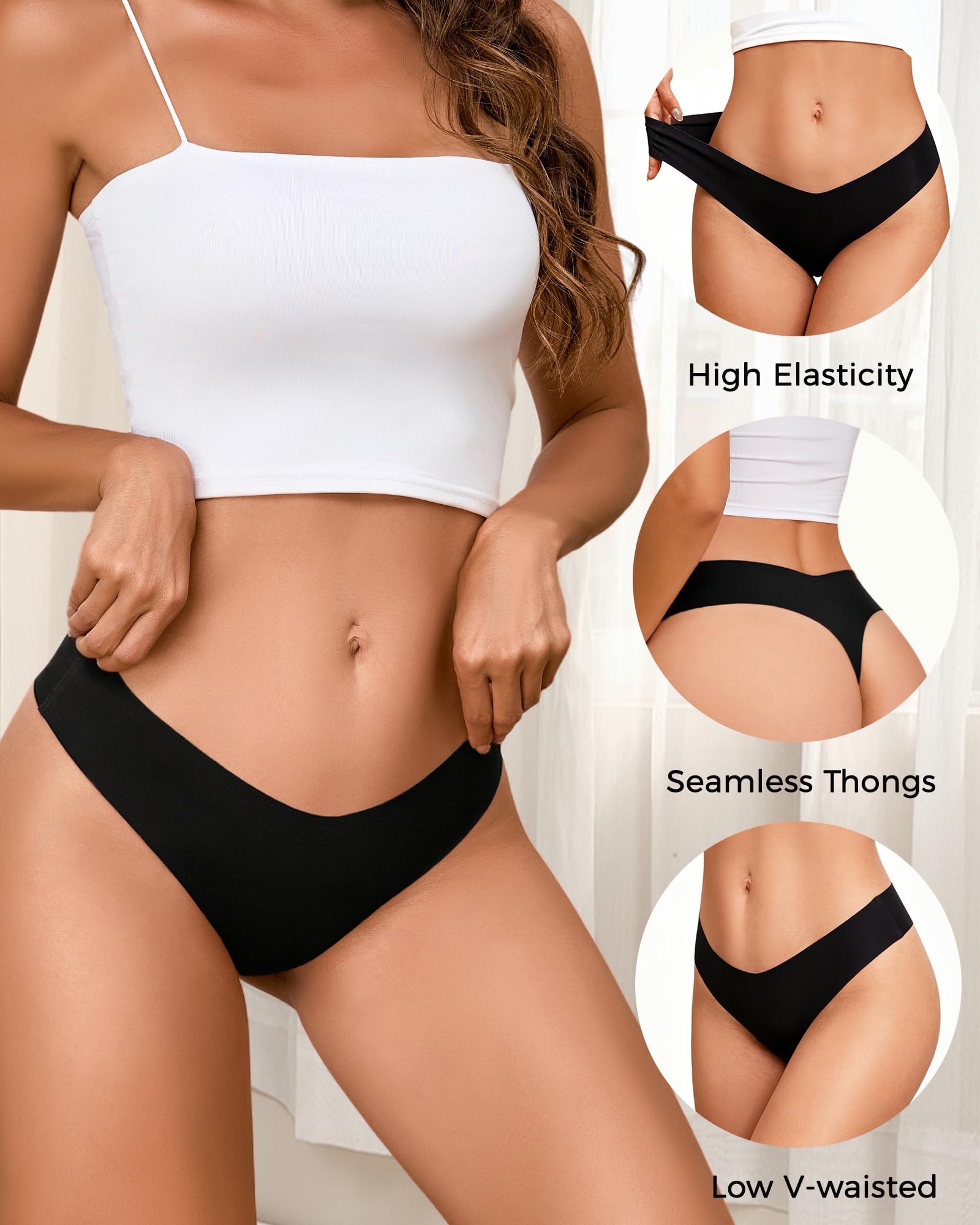 Take Talk Underwear Womens 9 Pack Seamless Thongs No Show Workout Panties | V-waisted Invisible Sexy Tangas,Lingerie for Women,for Workout Sets for Women,for Fitness Clothing,for Gym,Yoga,Running