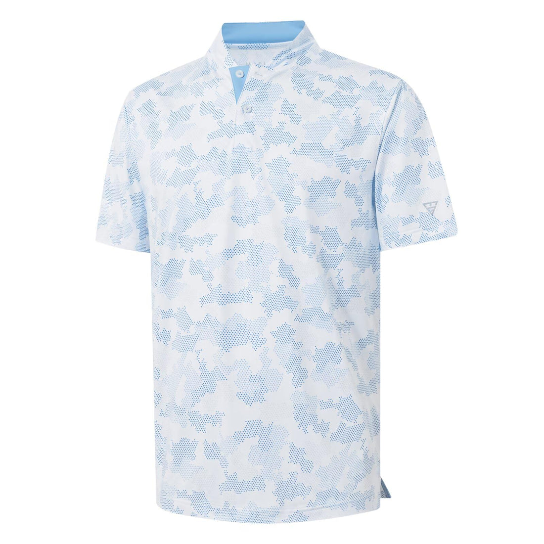 M MAELREG Golf Shirts for Men Collarless Performance Dry Fit Stretch Henley Casual Printed Mens Polo Shirts Short Sleeve