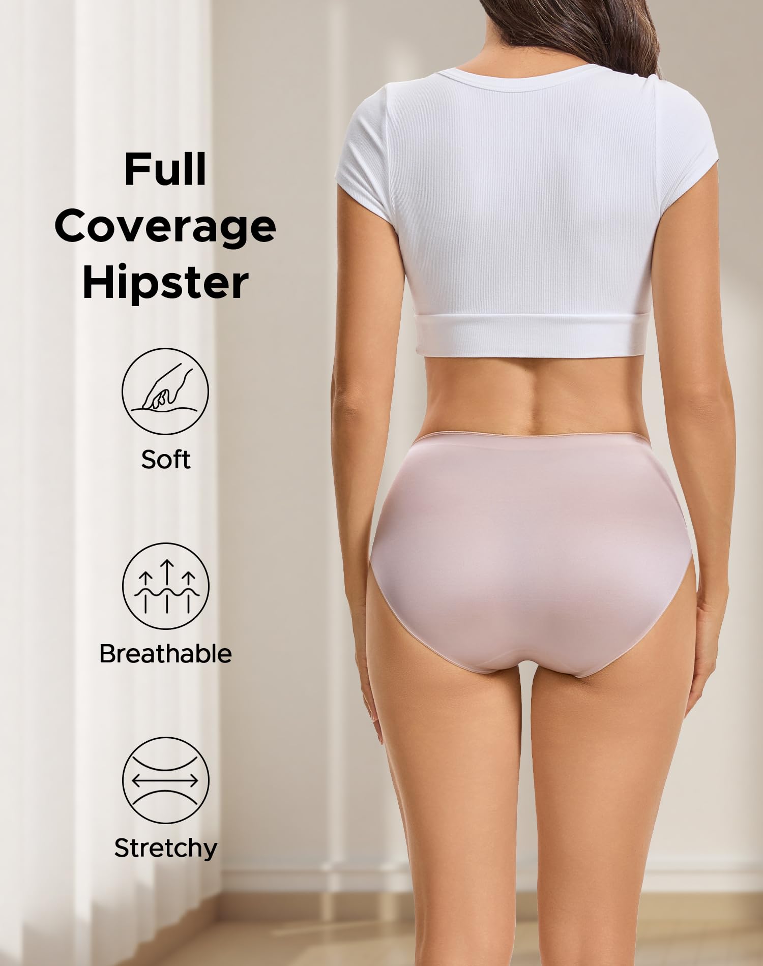 INNERSY Women's Underwear Silky Hipster Panties 3-Pack