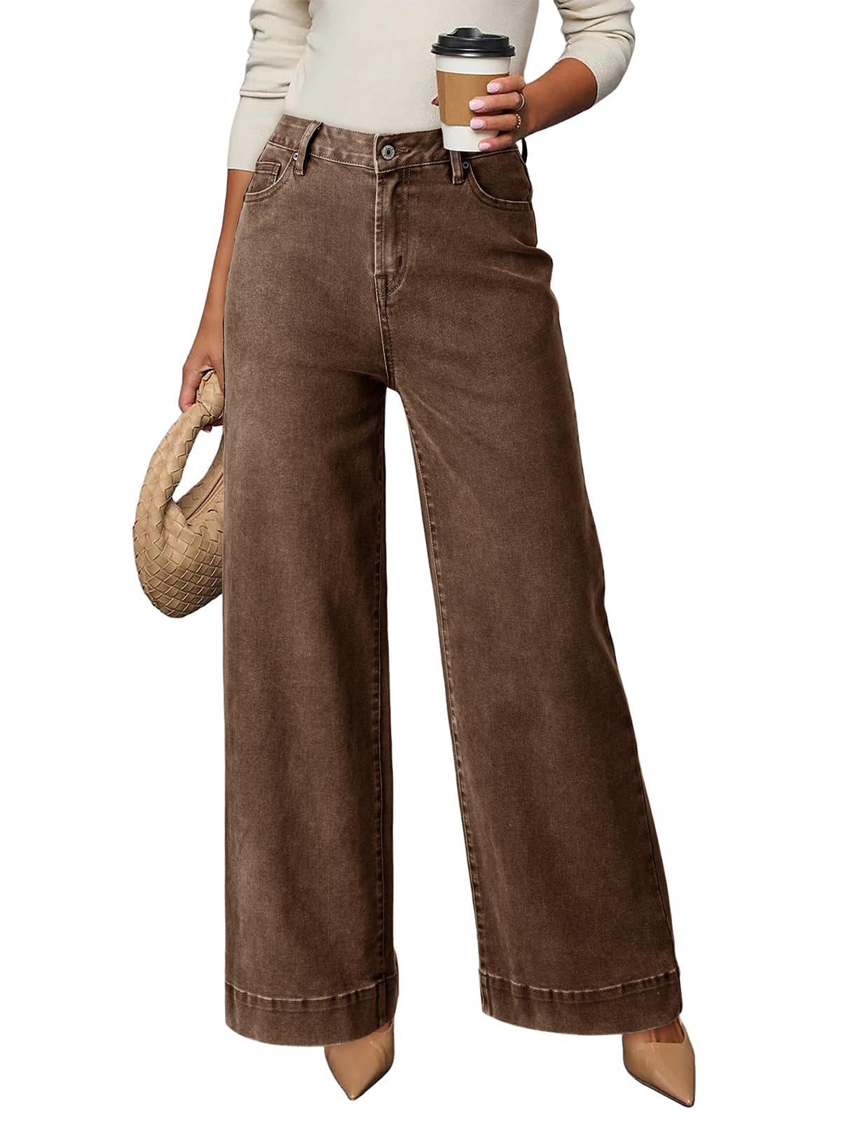 Dokotoo Women's Casual High Waisted Jeans Stretch Wide Leg Loose Denim Pant | Baggy Jeans Women, Stretchy Straight Leg Pants, High Waisted Jeans for Women, Loose Fit, Casual Wear