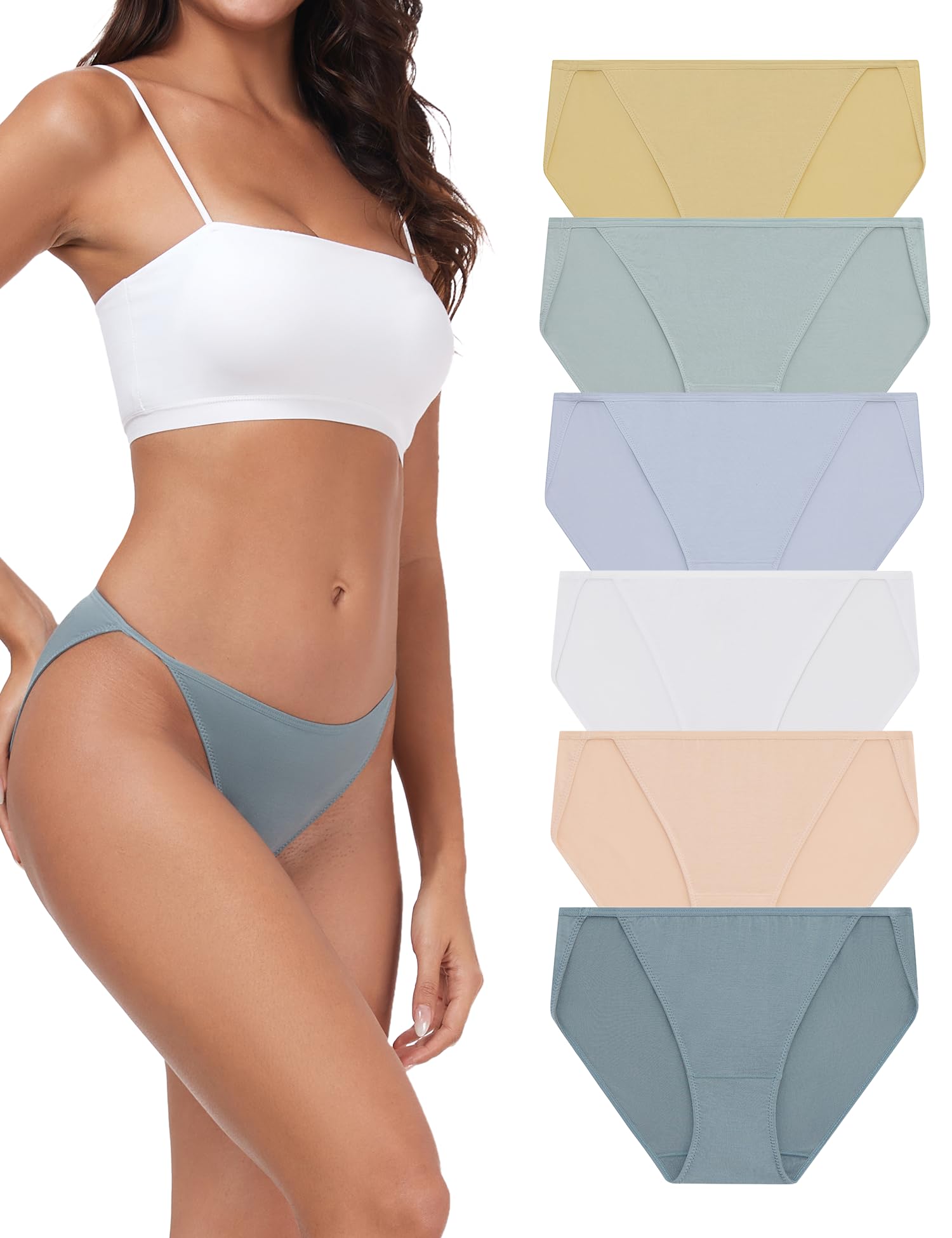 ANLIQI Women’s High Cut String Bikini Underwear Soft Modal Low Rise No Show Panties Plus Size Bikini Panties Multi Pack