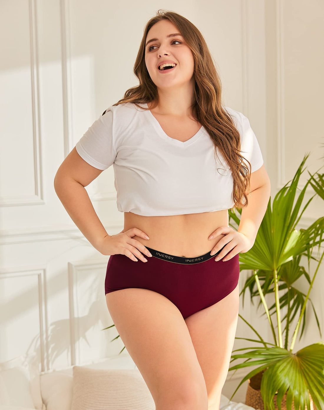 INNERSY Plus Size XL-6XL Big Curvy Woman Cotton Underwear High Waist Briefs 5-Pack