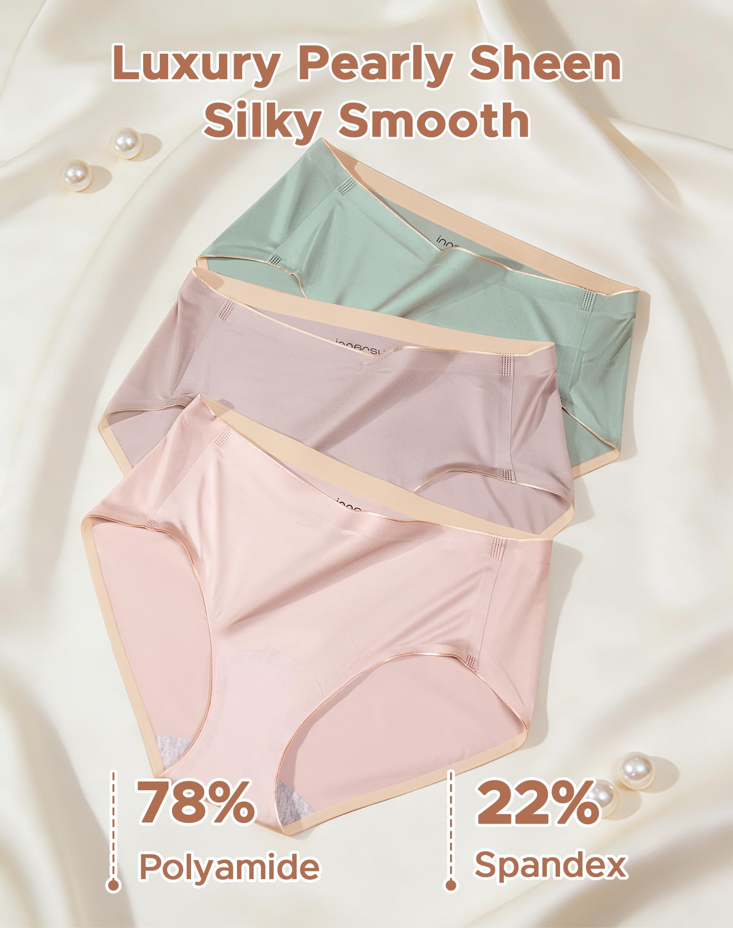 INNERSY Women's Underwear Silky Hipster Panties 3-Pack