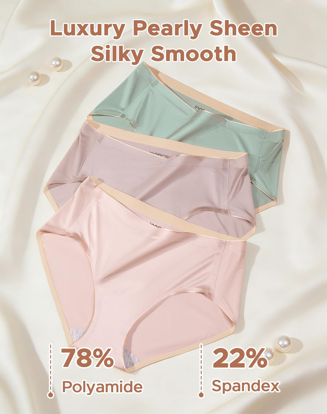 INNERSY Women's Underwear Silky Hipster Panties 3-Pack