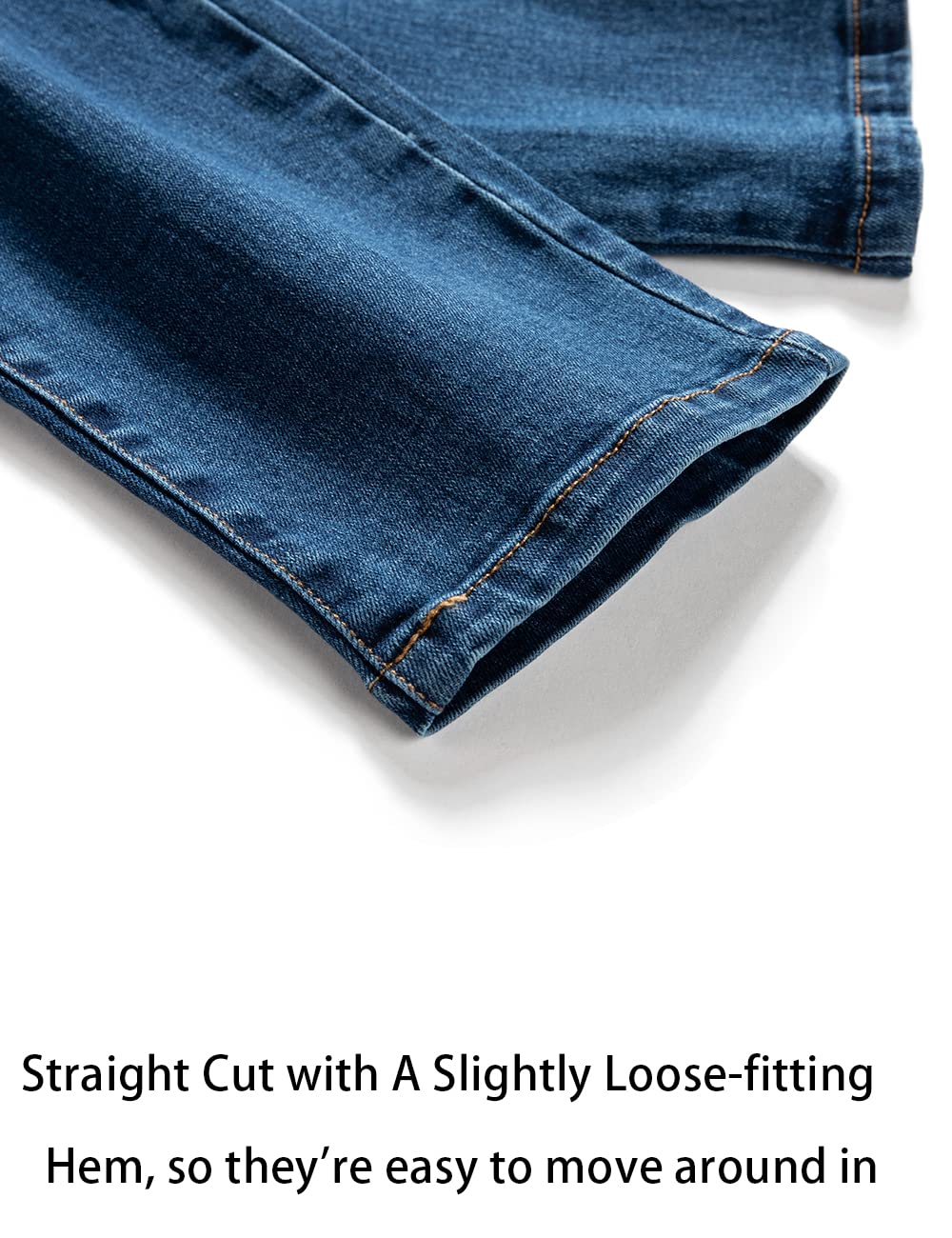 Boys' Blue Denim Jeans Elastic Waist Cotton Pants for Kids