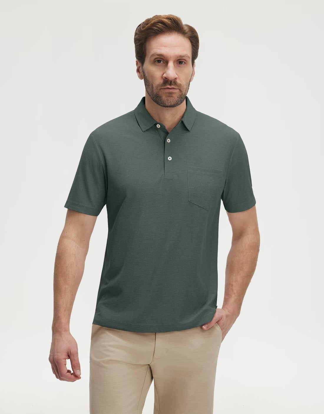 M MAELREG Golf Shirts for Men Heather Pocket Lightweight Moisture Wicking Cllared Stretch Mens Polo Shirts Short Sleeve