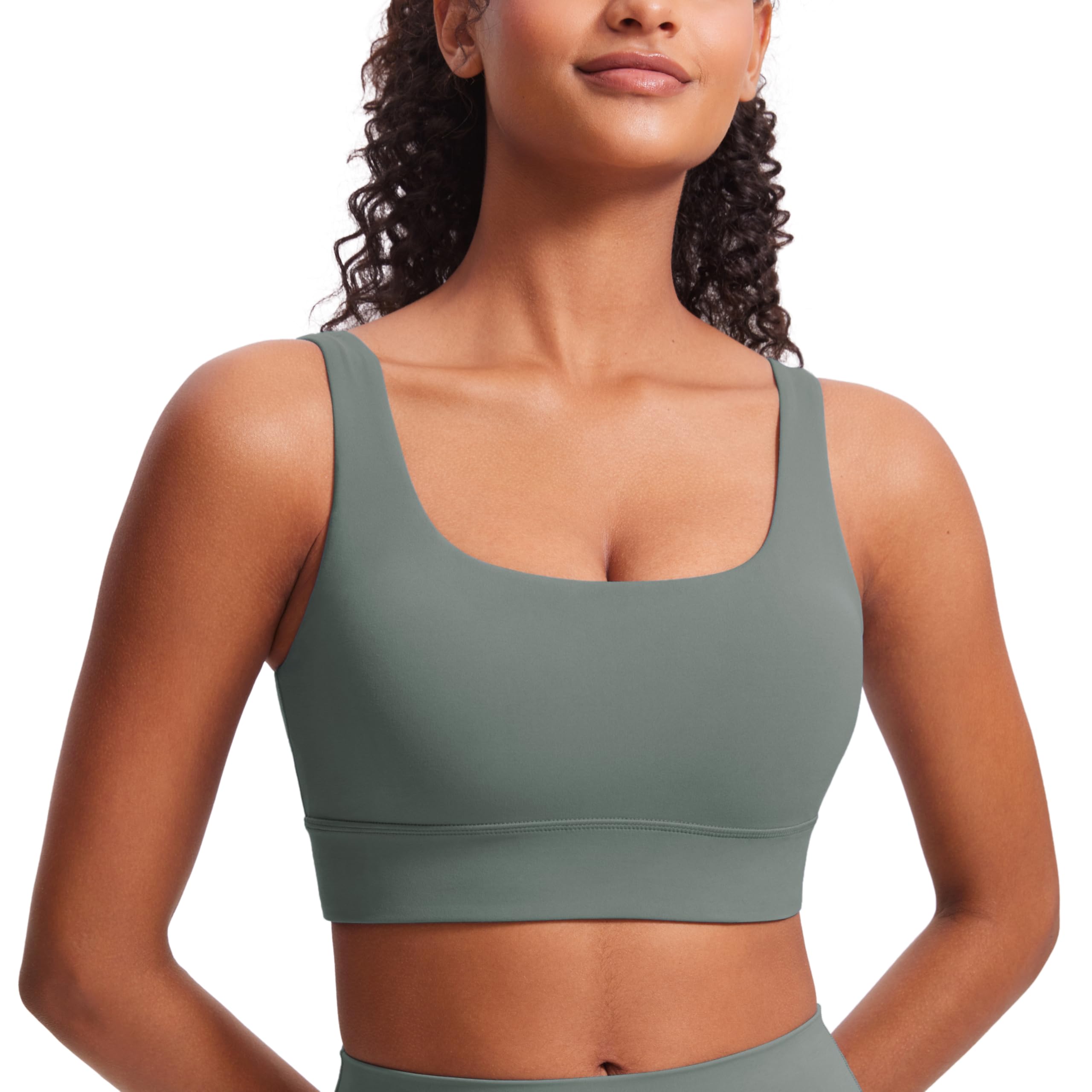 CRZ YOGA Butterluxe U Back Sports Bras | Light Support, Removable Pads, Yoga, Extremely Soft, Longline, Scoop Neck, Wide Straps, for Women