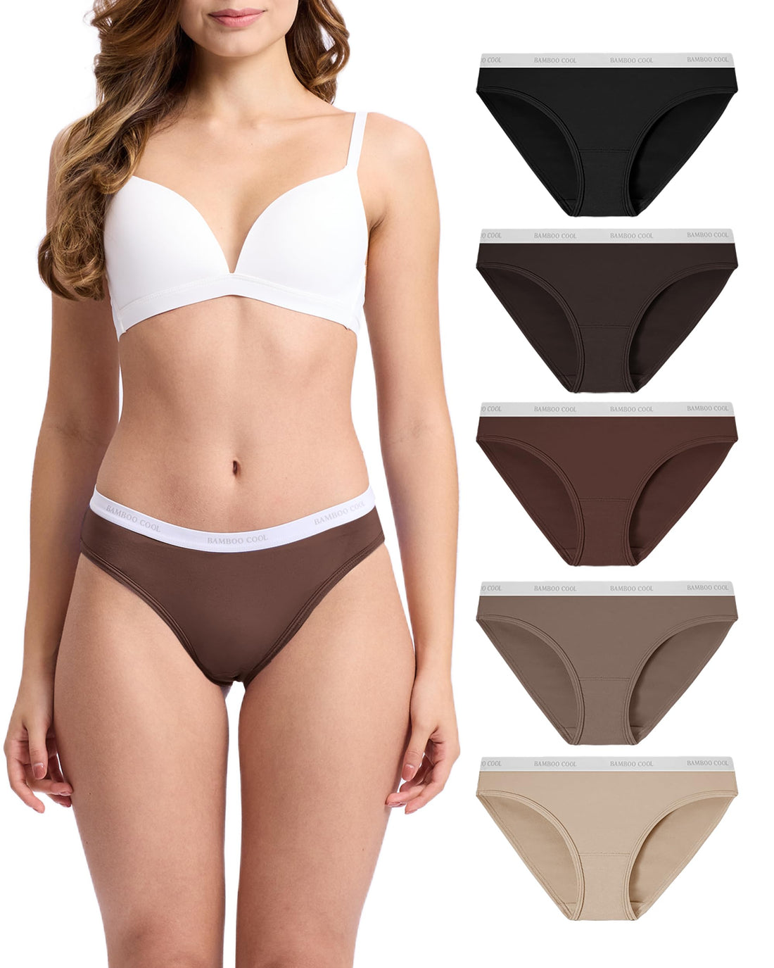 BAMBOO COOL Womens Underwear Bikini Underpants Hipster Ladies Panties Soft Stretch Breathable Panties for Women, 5-Pack
