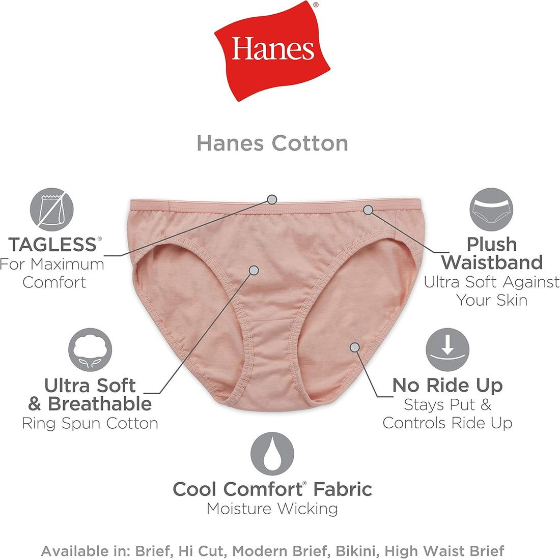 Hanes womens High-waisted Brief Panties, 6-pack, Moisture-wicking Cotton Brief Underwear (Colors May Vary)
