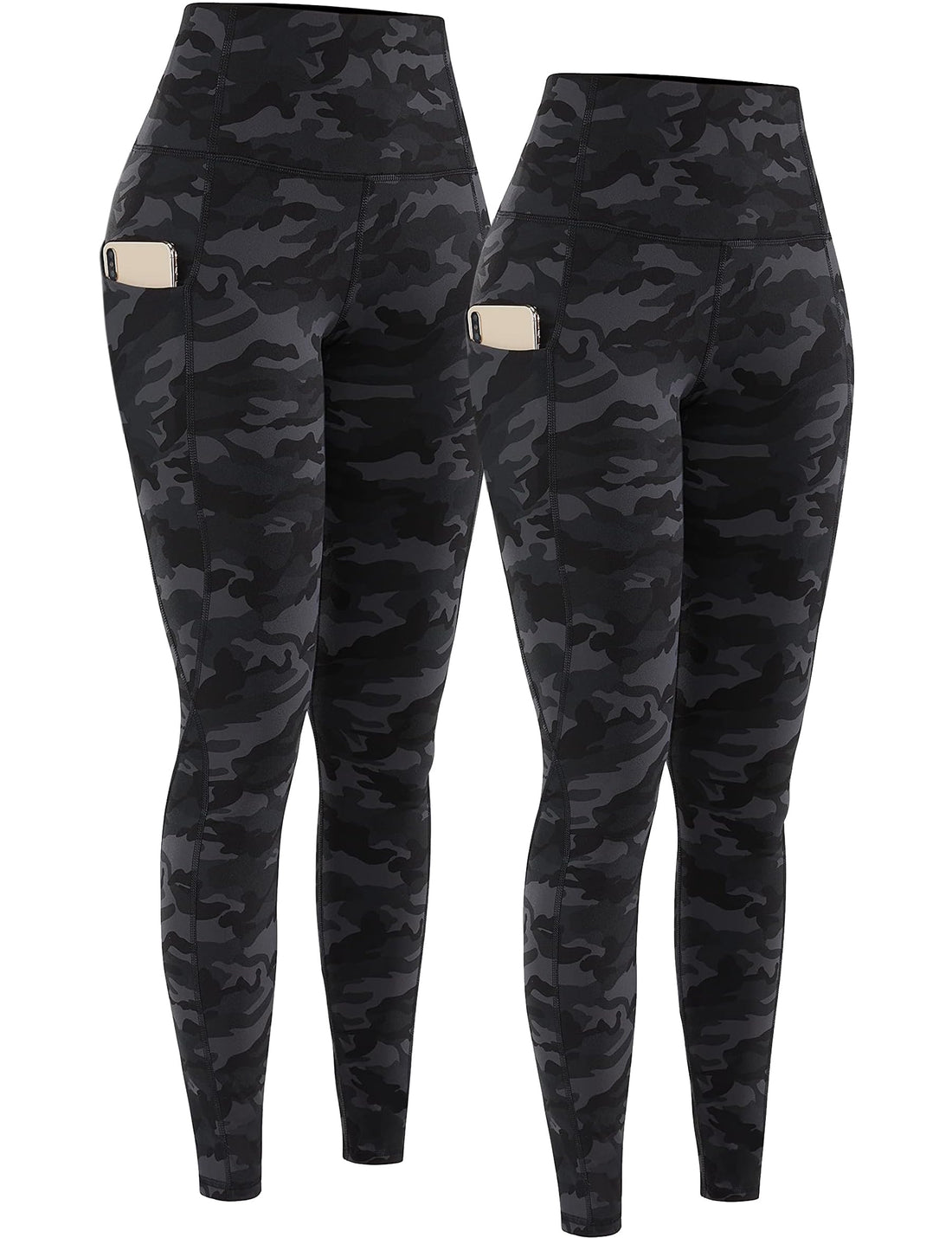 PHISOCKAT 2 Pack High Waist Yoga Pants with Pockets Tummy Control Leggings | Compression Leggings For Women,Non See-Through,4 Way Stretch,Breathable Fabric, Workout Leggings