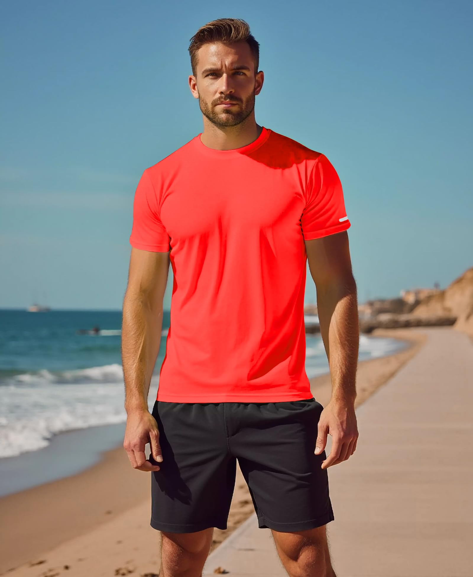 Workout Shirts Men Moisture Wicking Quick Dry Running Short Sleeve | Breathable high elasticity gym activewear tee durable lightweight athletic fit performance tshirt