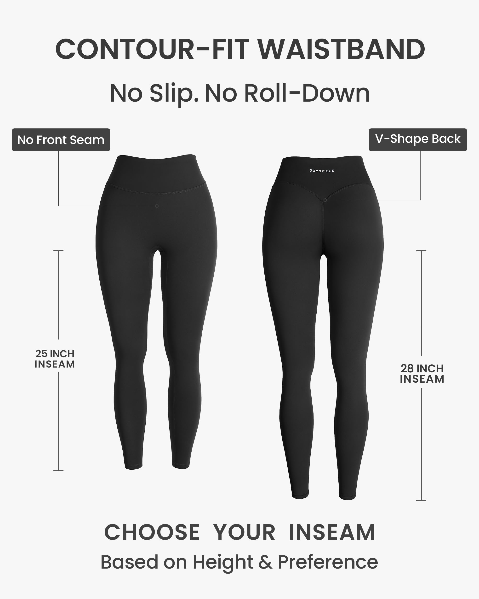 JOYSPELS Womens No Front Seam Workout Hidden Scrunch Legging 25"/ 28" High Waisted Booty Lifting Tummy Control Gym Yoga Pants