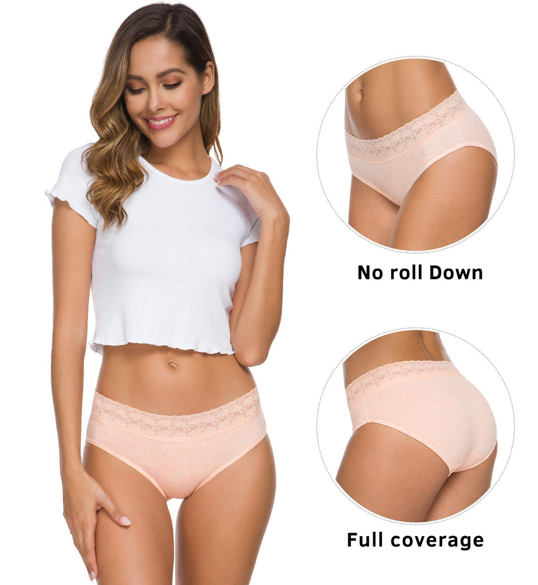 Wealurre Cotton Panties for Women Bikini Underwear Hipster Underpants Lace Briefs Pack