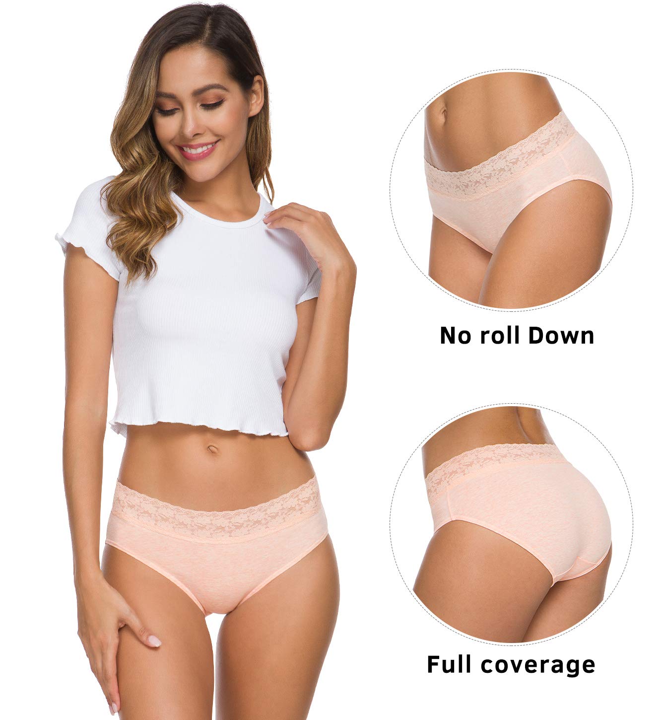 Wealurre Cotton Panties for Women Bikini Underwear Hipster Underpants Lace Briefs Pack