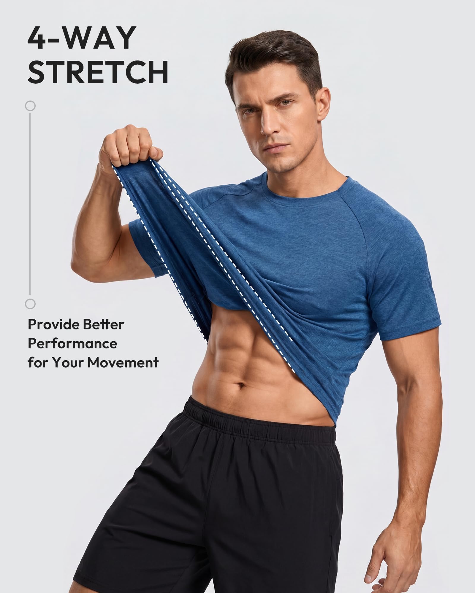 BALENNZ Workout Shirts for Men Short Sleeve Mens Athletic T-Shirts | Moisture Wicking Quick Dry Tee, Crew Neck Multi-Pack Running Gym Fitness Casual Daily Activewear, Soft Breathable Fabric