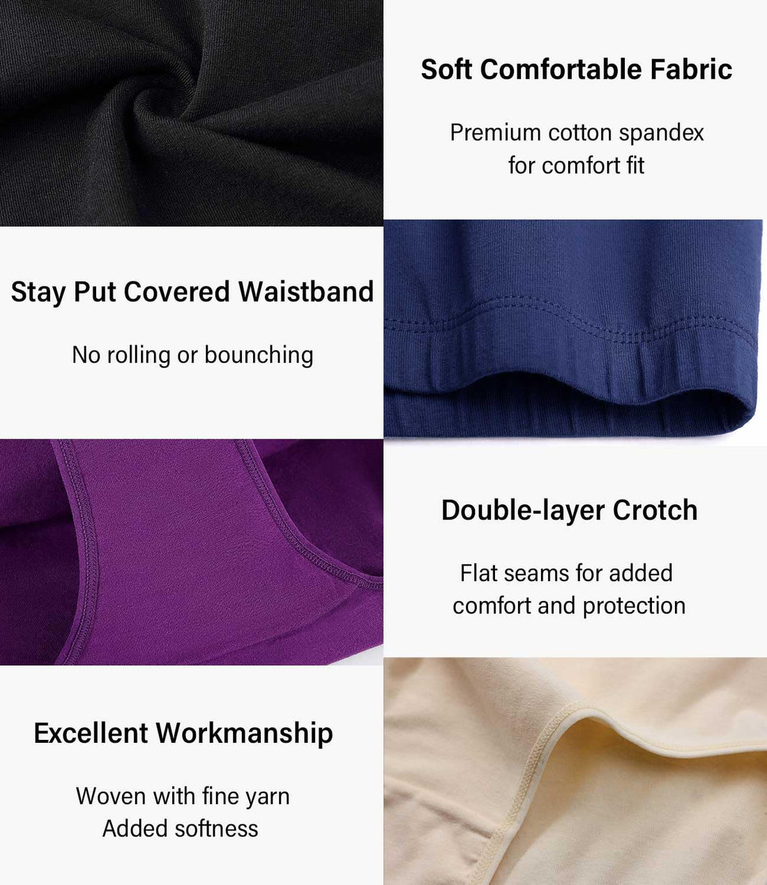 wirarpa Women's Cotton Underwear Full Coverage Cotton Briefs 5 Pack