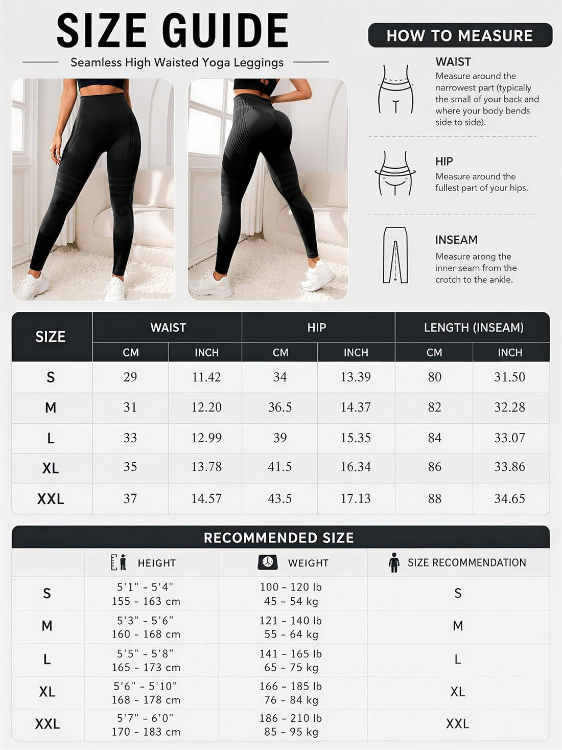 Women's High Waist Yoga Leggings with Built-in Resistance Bands, Tummy Control Seamless Workout Pants for Gym Running