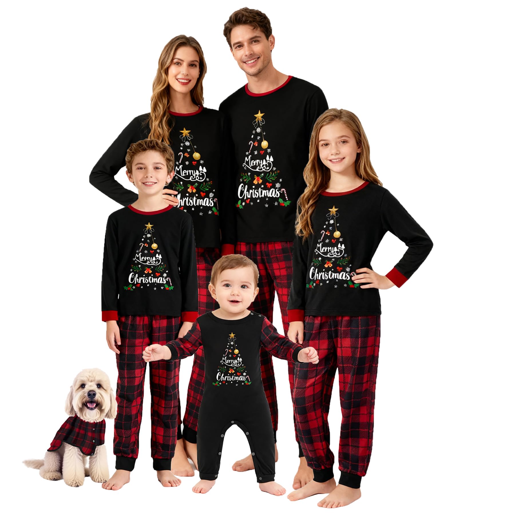 OAKFashion Christmas Pajamas for Family, Xmas Pajamas Family Christmas Pjs Matching Sets Holiday Nightwear Jammies
