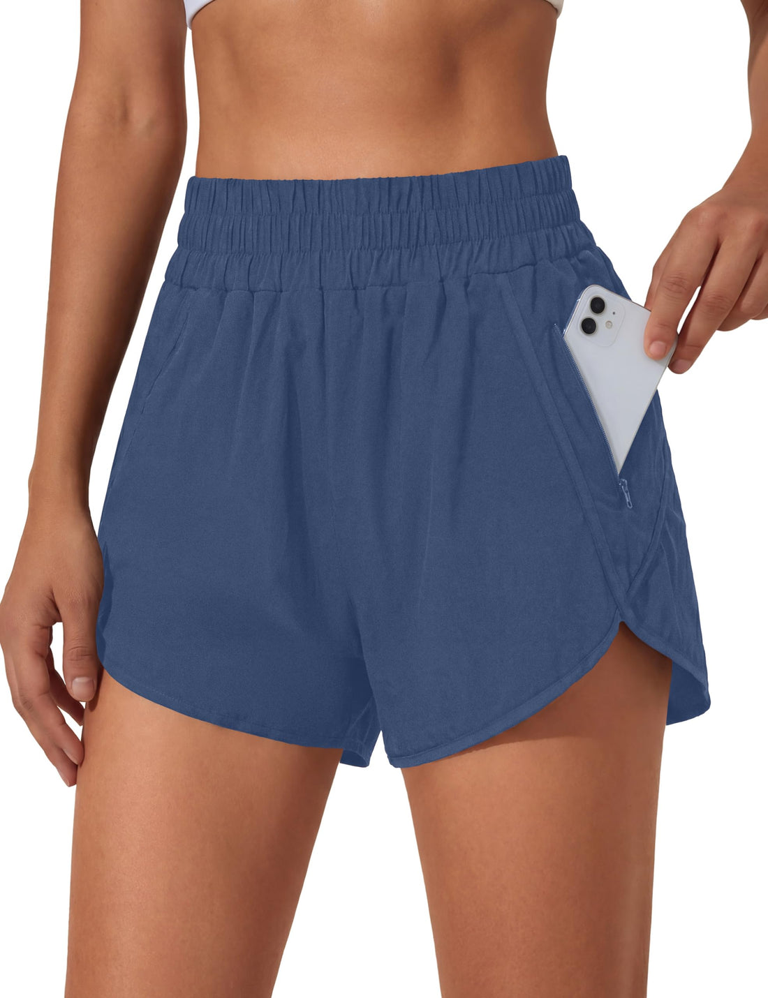 BMJL Women's Running Shorts Elastic High Waisted with Pockets, 2.5" Sporty Workout Quick Dry Athletic Shorts