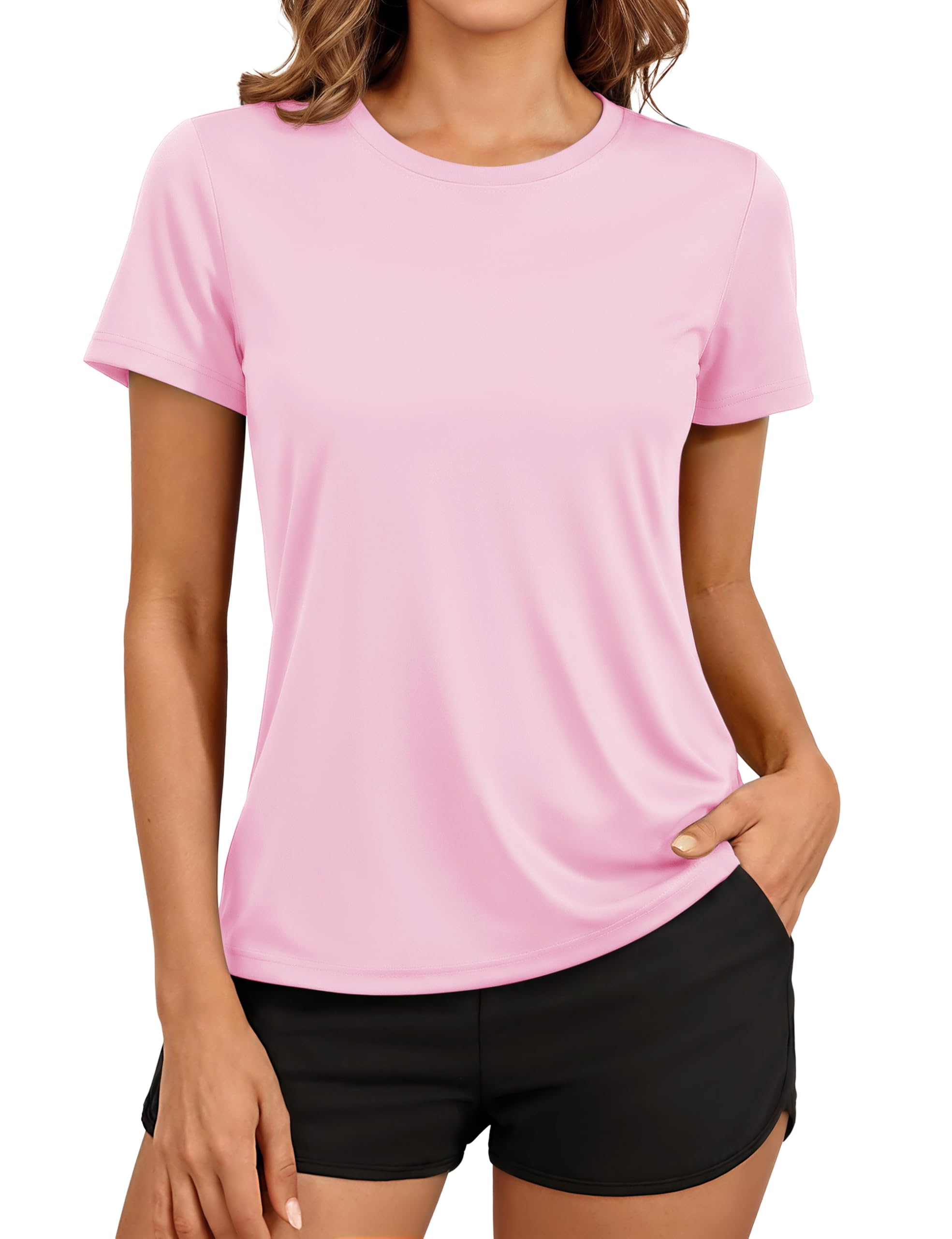 TACVASEN Women's Short Sleeve Workout Shirts UPF 50+ Sun Protection Quick Dry Athletic Tops for Running Gym Tee