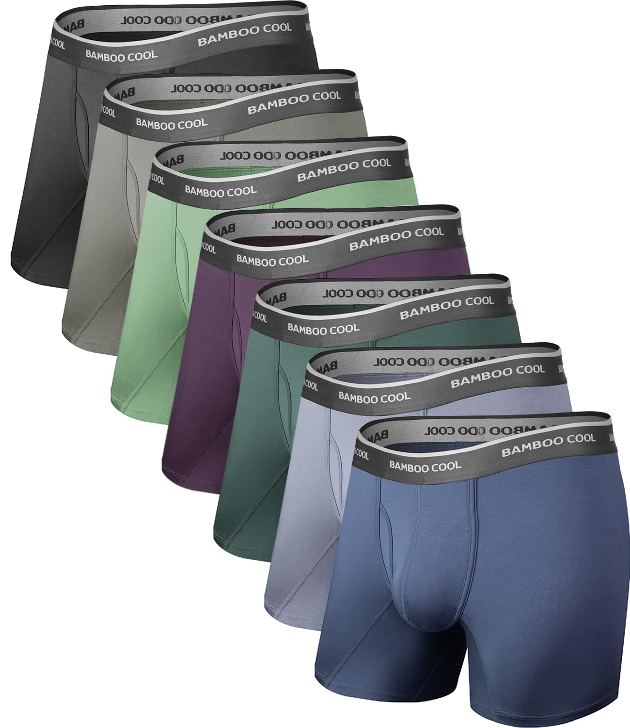 BAMBOO COOL Men's Underwear Boxer Briefs Soft Breathable Underwear (4 or 7 Pack)