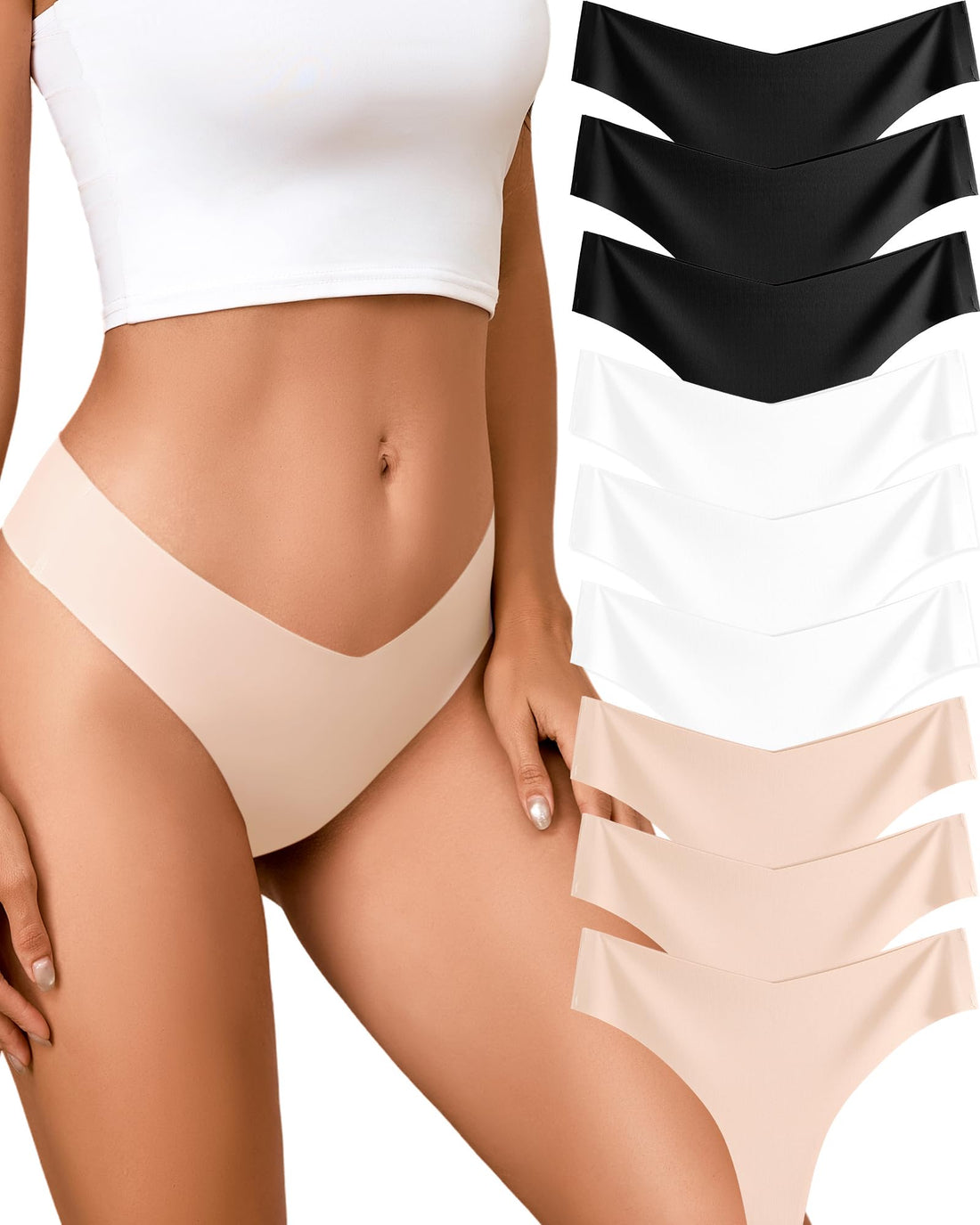 Take Talk Underwear Womens 9 Pack Seamless Thongs No Show Workout Panties | V-waisted Invisible Sexy Tangas,Lingerie for Women,for Workout Sets for Women,for Fitness Clothing,for Gym,Yoga,Running
