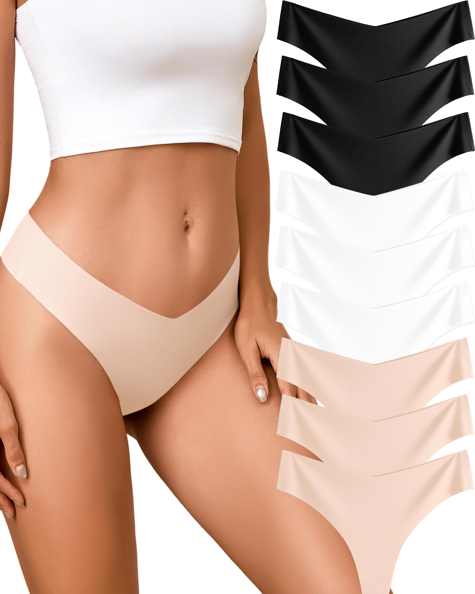 Take Talk Underwear Womens 9 Pack Seamless Thongs No Show Workout Panties | V-waisted Invisible Sexy Tangas,Lingerie for Women,for Workout Sets for Women,for Fitness Clothing,for Gym,Yoga,Running