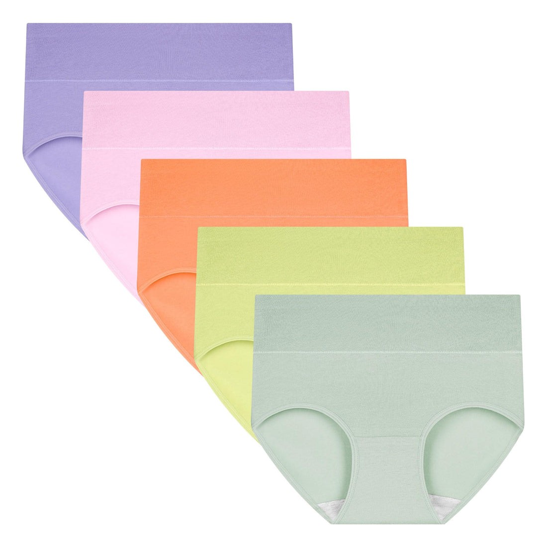 Women's Cotton Underwear High Waisted Briefs 5-Pack
