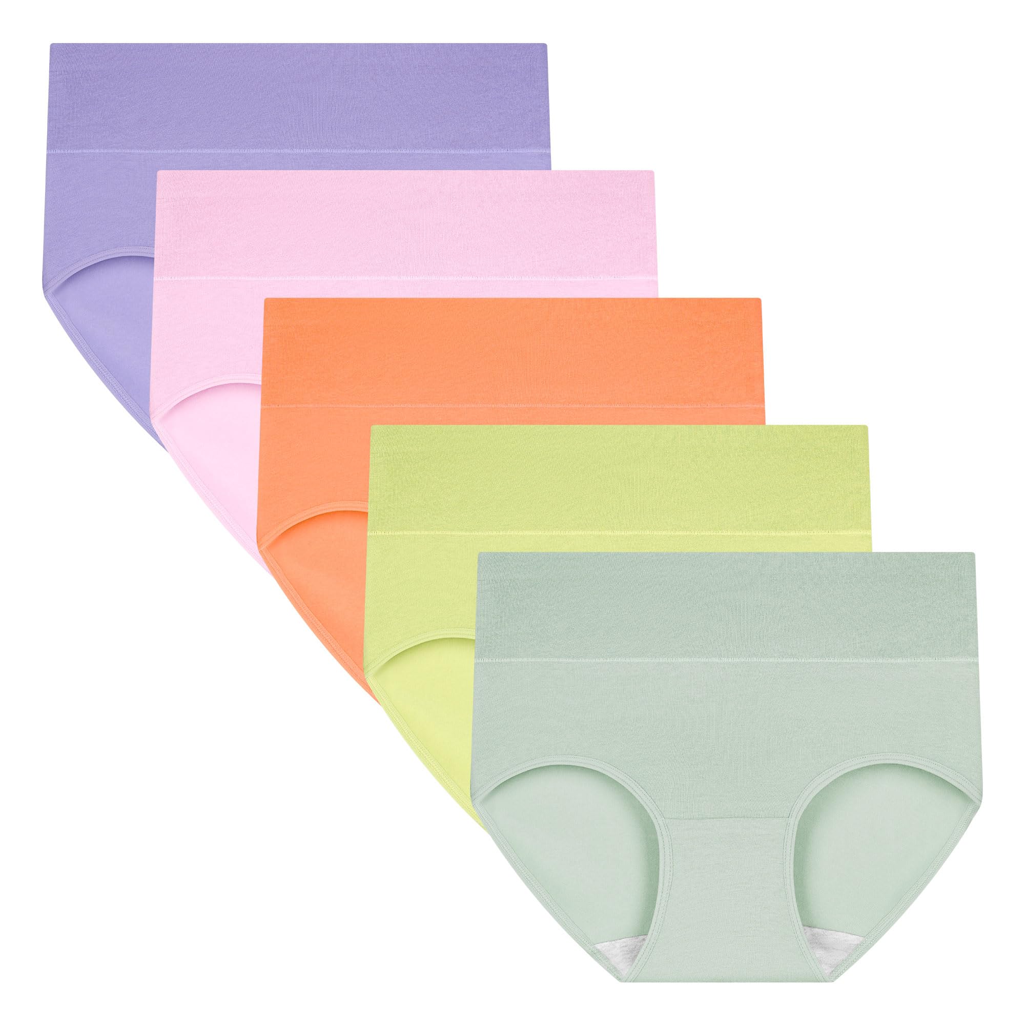 Women's Cotton Underwear High Waisted Briefs 5-Pack