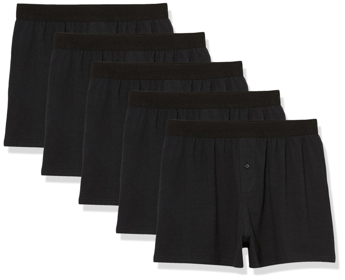 Amazon Essentials Men's Breathable Cotton Jersey Boxer Shorts, Soft Relaxed Fit for All-Day Comfort, Pack of 5