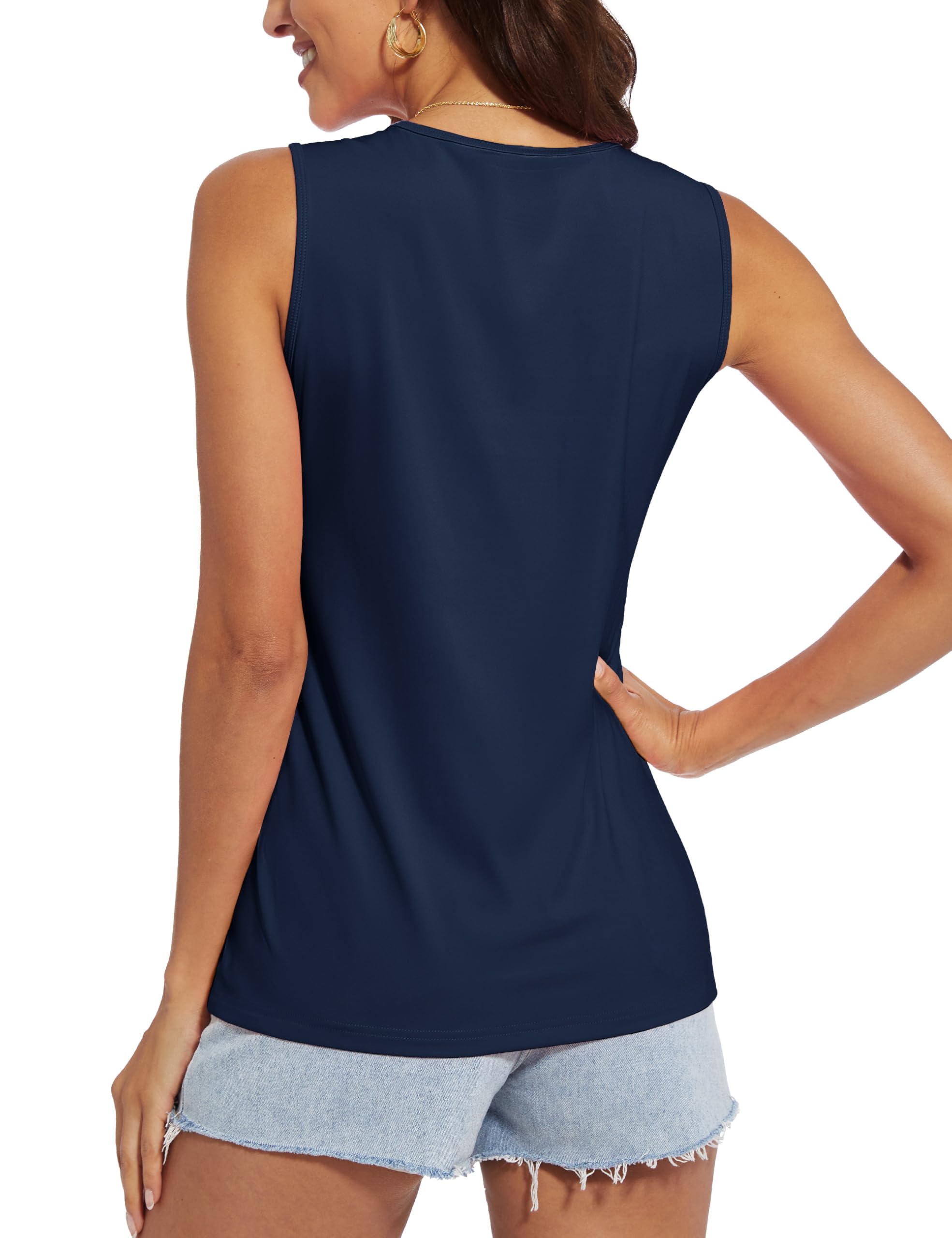 MAGCOMSEN Women's Workout Tank Top Athletic Muscle Sleeveless Crew Neck Shirt UPF 80+ Moisture Wicking Gym Running