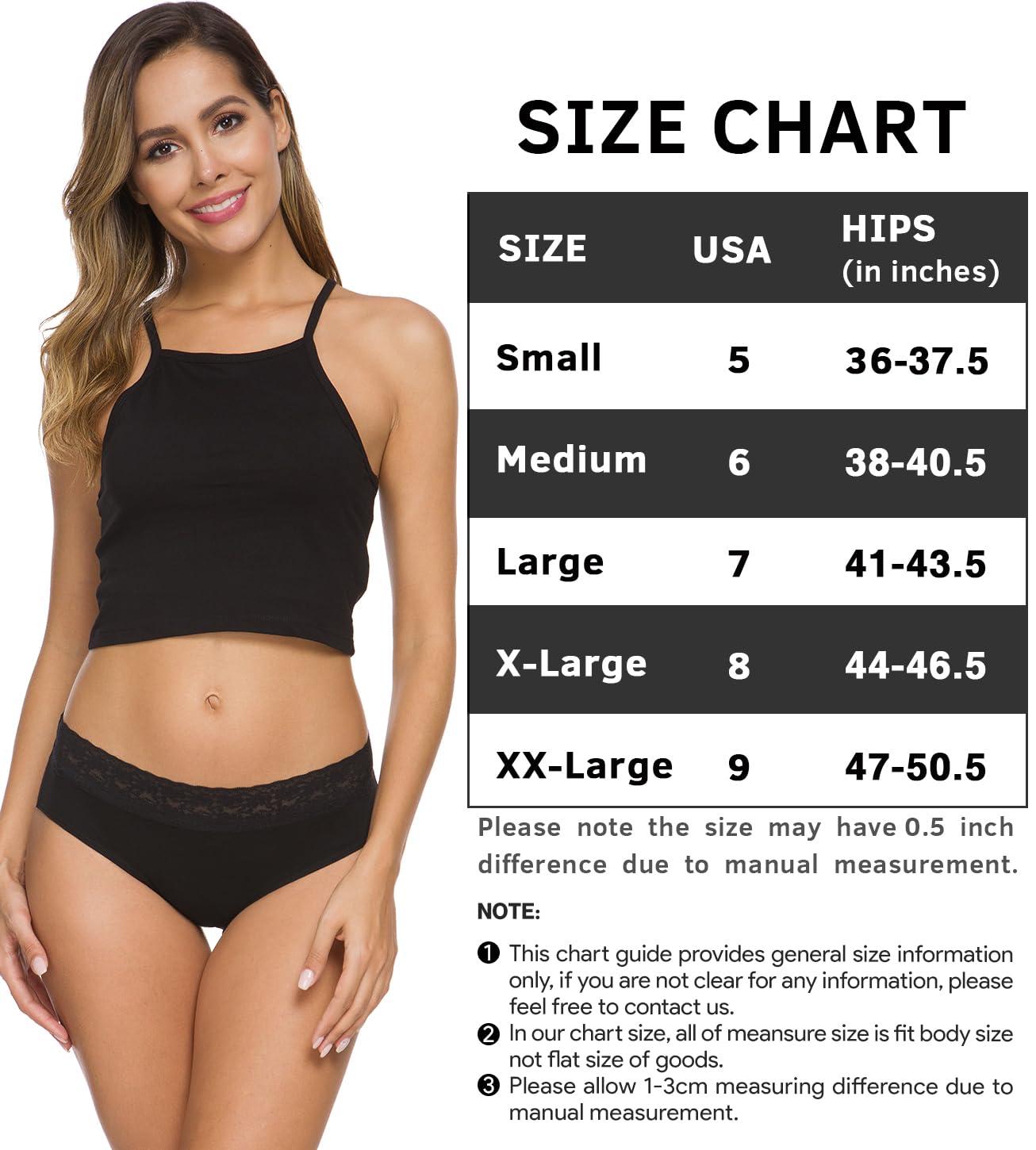 Wealurre Cotton Panties for Women Bikini Underwear Hipster Underpants Lace Briefs Pack