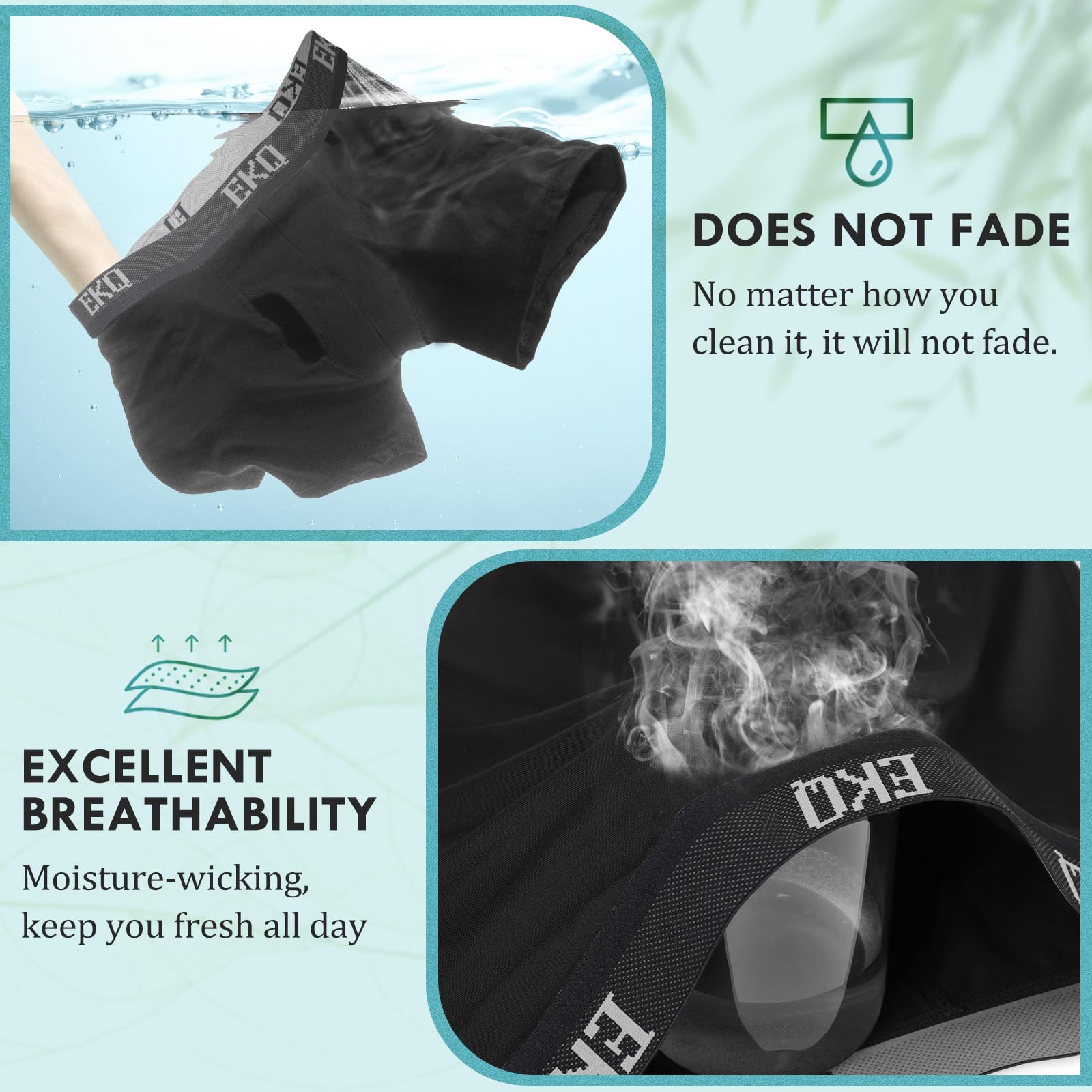 Mens Underwear Breathable Boxer Briefs 7 Pack Bamboo Rayon Boxers for Men Soft Stretchy Men's Underwear with Fly