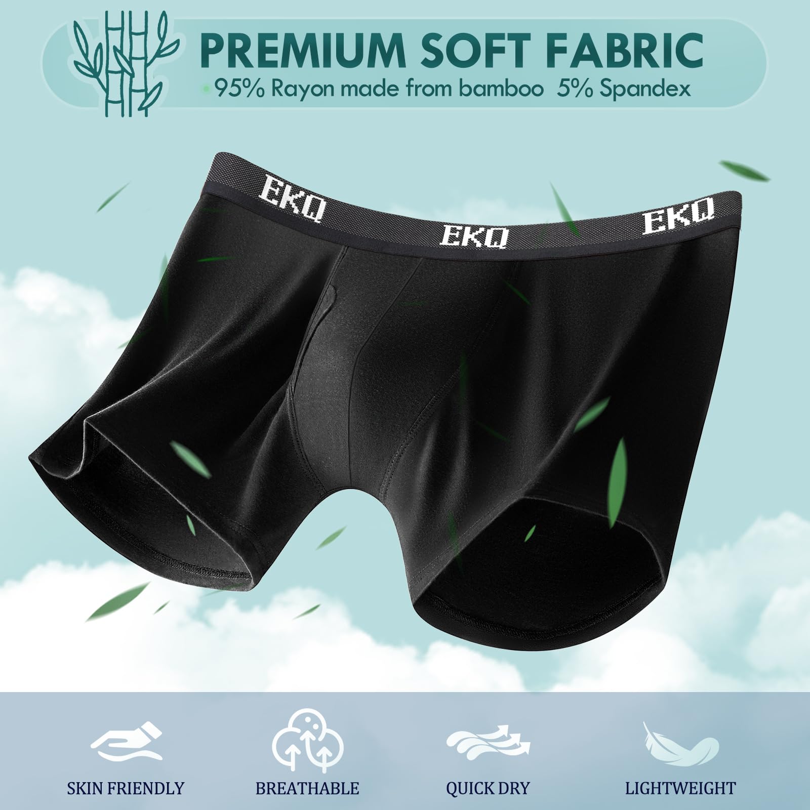Mens Underwear Breathable Boxer Briefs 7 Pack Bamboo Rayon Boxers for Men Soft Stretchy Men's Underwear with Fly
