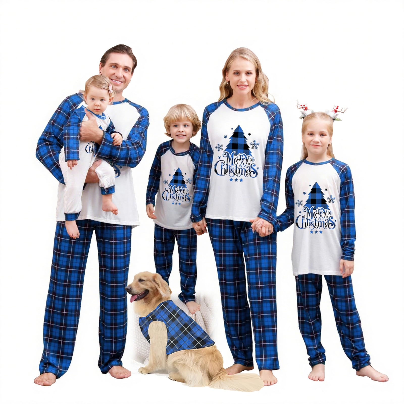 OAKFashion Christmas Family Pajamas Holiday Christma Pajama Family Matching Pjs Set Sleepwear Xmas Jammies