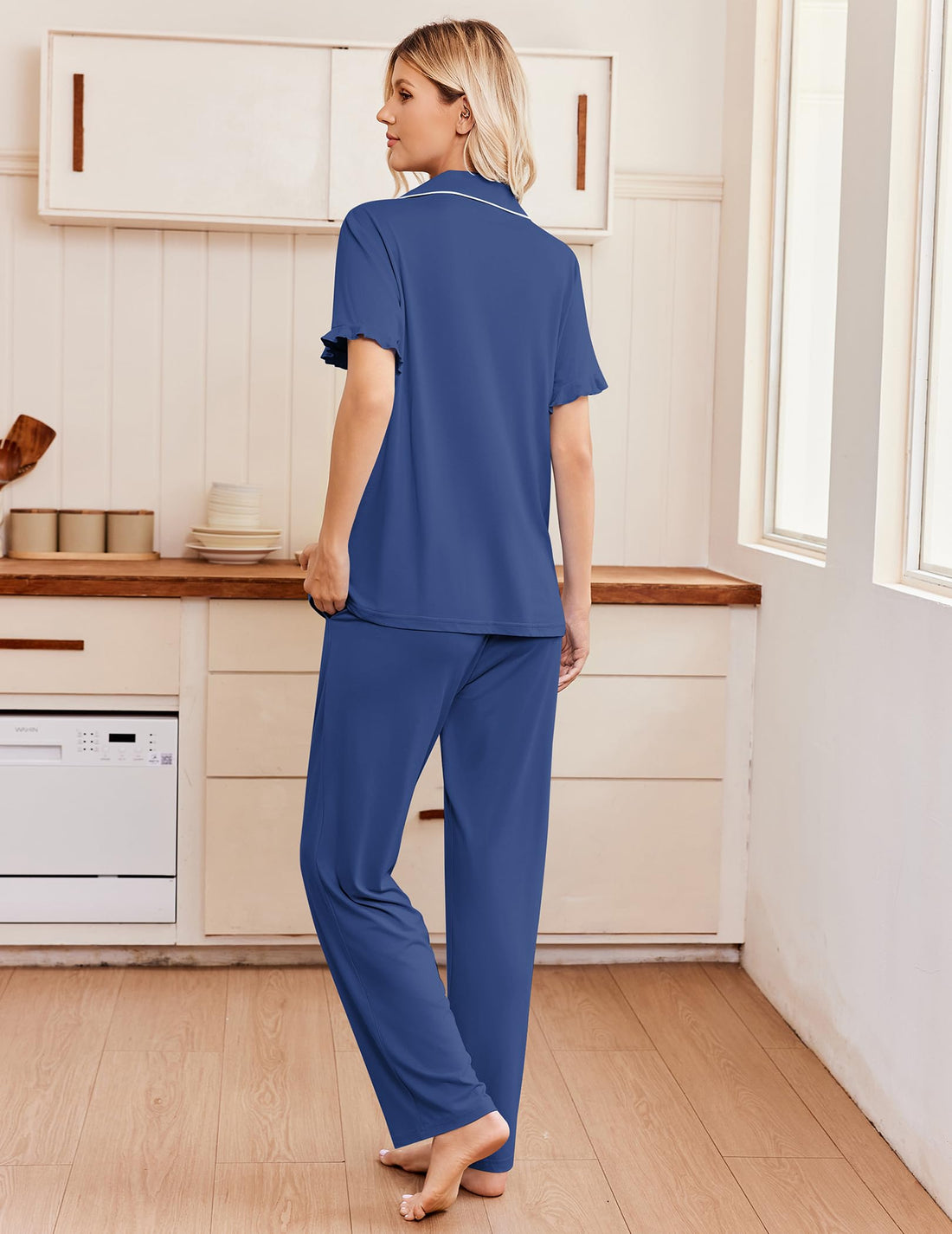 Ekouaer Pajamas for Women Set Button Up Soft Pjs Short Sleeve Lounge Sets