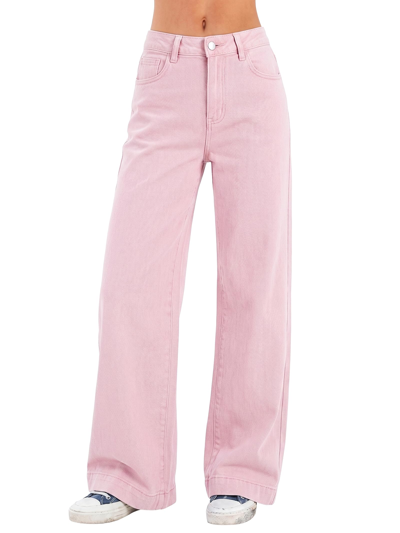 EMMIOL Women's 2026 Wide Leg Jeans Distress High Waist Stretchy Baggy Denim Pants Trousers Clothing
