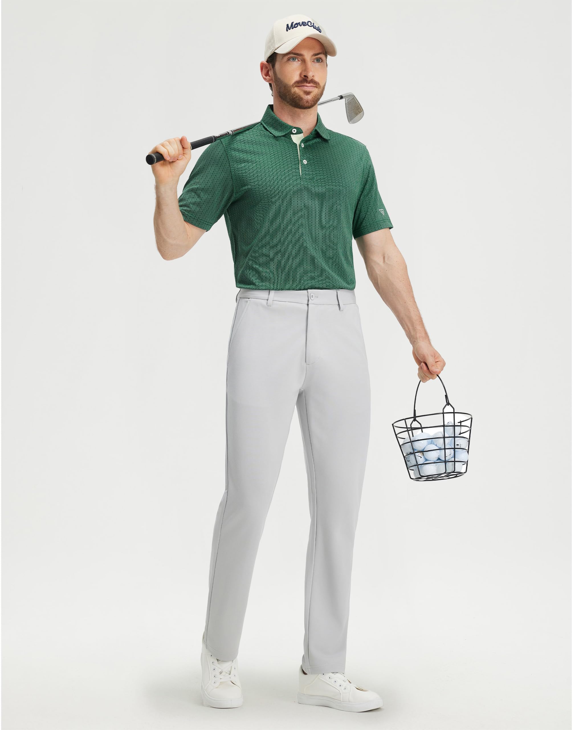 M MAELREG Mens Golf Polo Shirts Jacquard Ribbed Collar Performance Moisture Wicking Dry Fit Short Sleeve Golf Shirts for Men