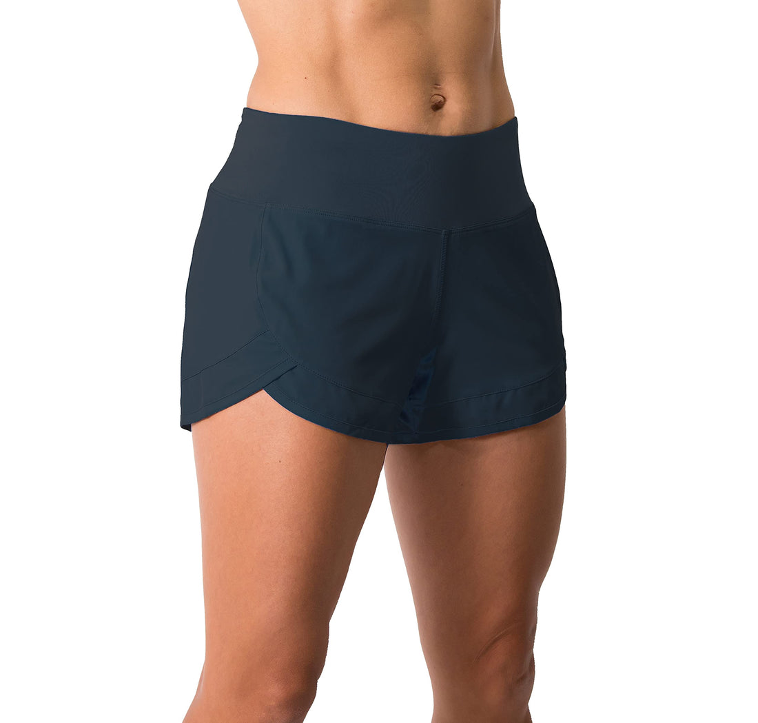 Tough Mode Womens 3" Lightweight Running WOD Volleyball Shorts Workout Mesh Liner Zip Pocket