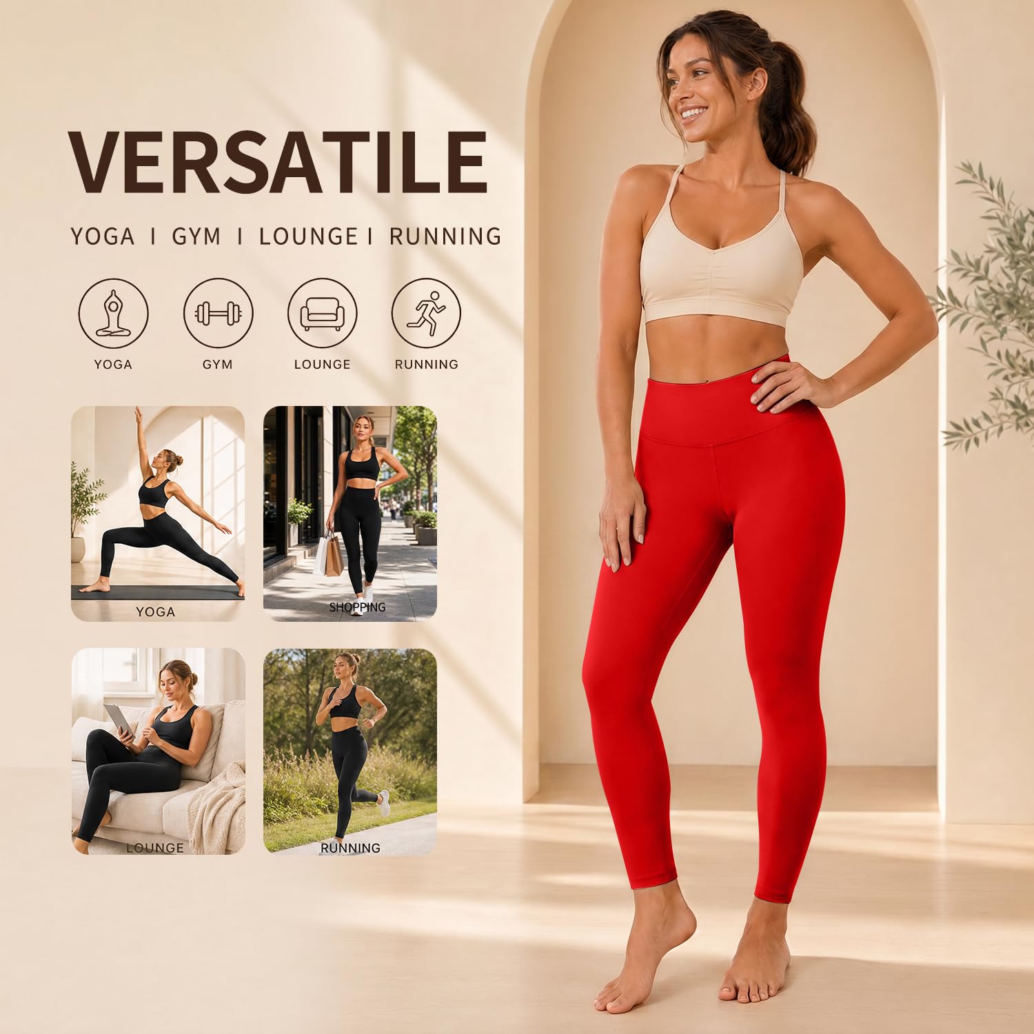 High Waisted Leggings for Women, Tummy Control Yoga Pants Non See Through Buttery Soft for Workout Athletic