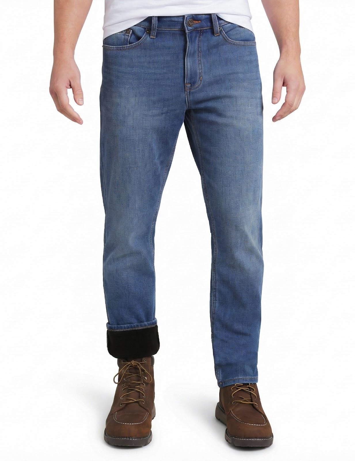 Weatherproof Vintage Fleece Lined Jeans Men - Regular Fit | Soft & Warm, Cold Weather Insulated Fleece Winter Pants for Men