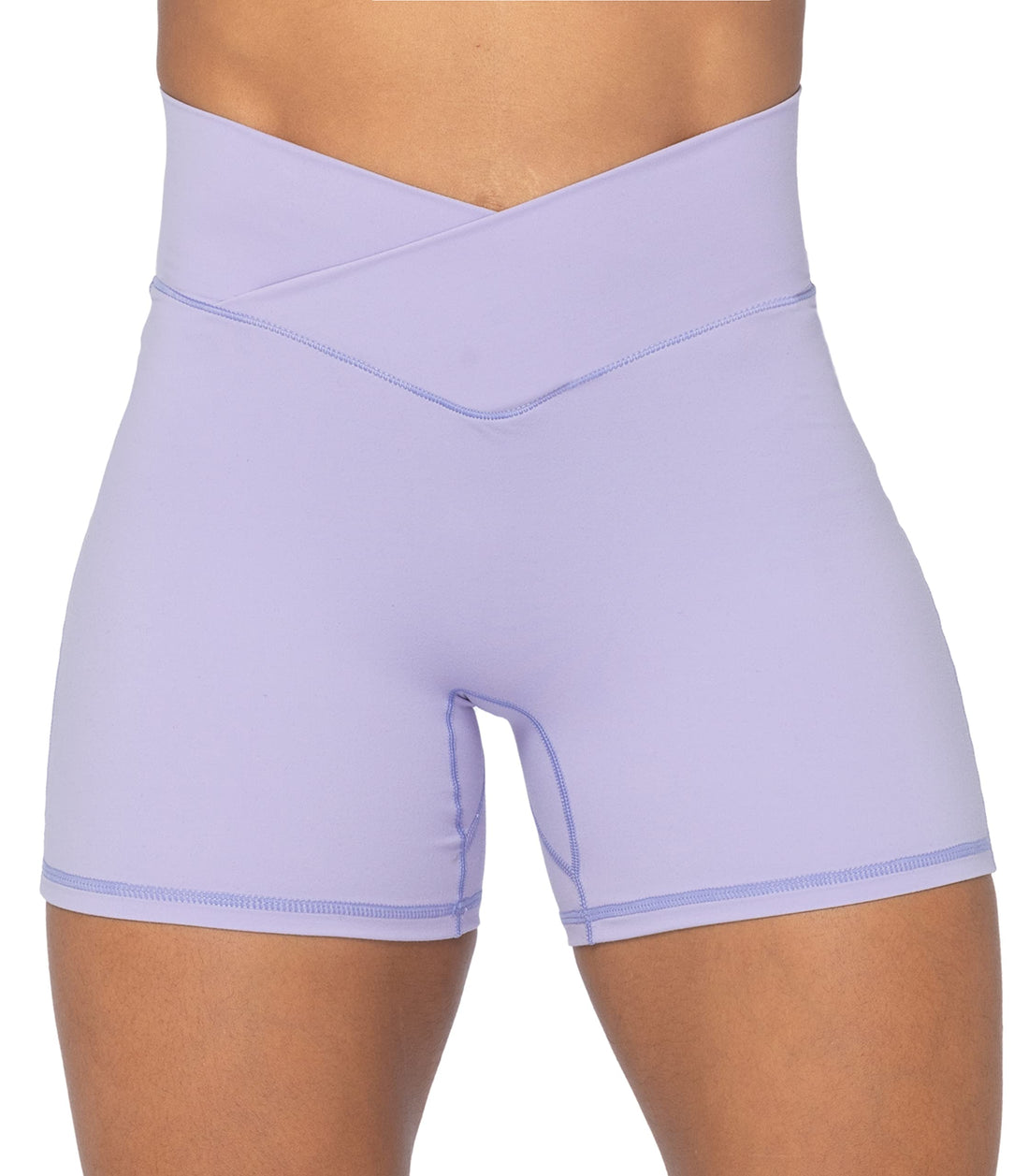 Sunzel Crossover Biker Shorts for Women, No Front Seam V High Waist Yoga Workout Gym Shorts with Tummy Control | 4 Or 6-Inch Inseam, High Waisted, Tummy Control, Crossover Waist, Buttery Soft, No Front Seam, Squat Proof, Compression